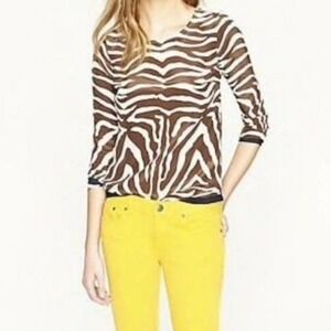 J Crew 100% silk zebra stripe animal print blouse